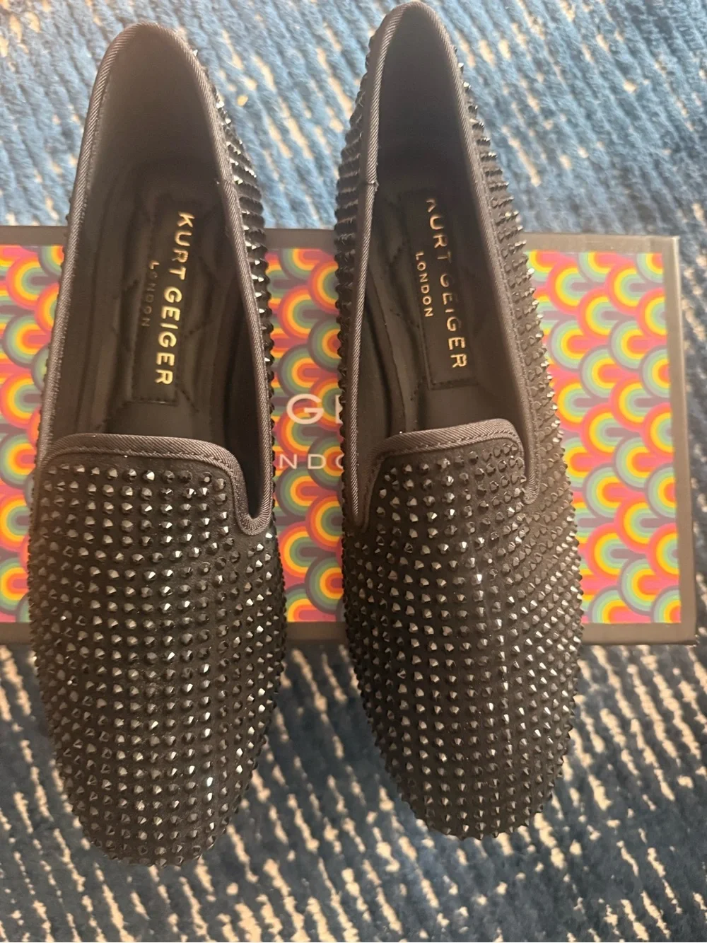 Kurt Geiger Black Crystal Slip-On Loafers Size 40 (US 9)